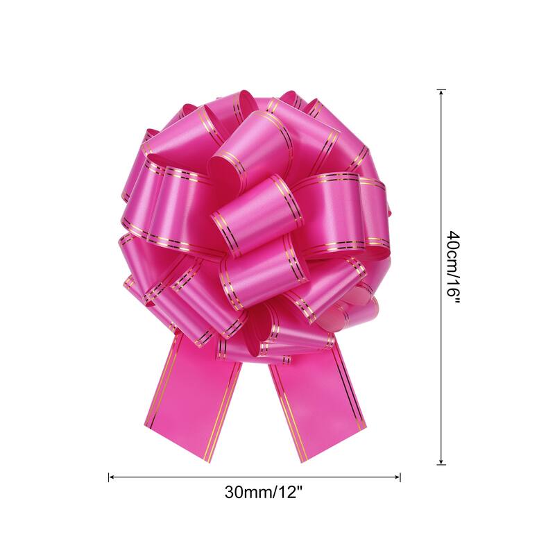12 Inch Giant Large Pull Bow Big Metallic Car Bows Ribbon w Gold Edge - Rose Red - 12 Inch