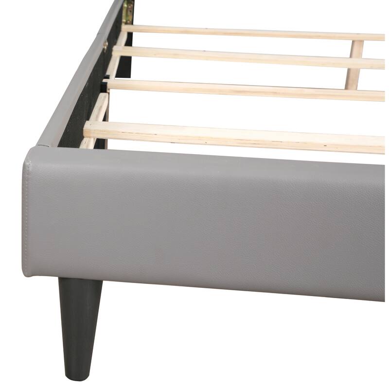 Modern Light Gray Tufted Twin Bed with Adjustable Headboard
