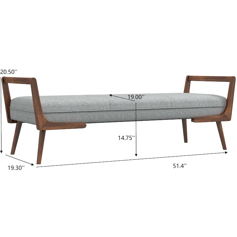 GDFStudio - Cora Modern Mid-Century 51" Upholstered Bench with Biscuit Tufting & Wood Base - 51.2"W