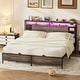 preview thumbnail 1 of 75, Bed Frame with Charging Station and RGB LED Lights, Sturdy Platform Bed with Storage Headboard,