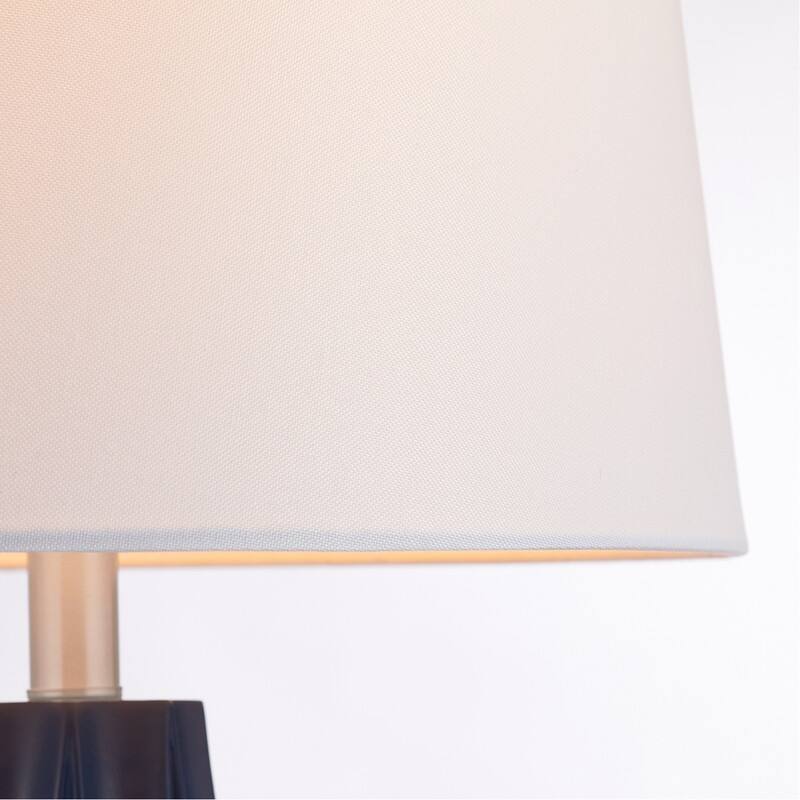 KAWOTI 27" Blue Table Lamp with Fabric Shade