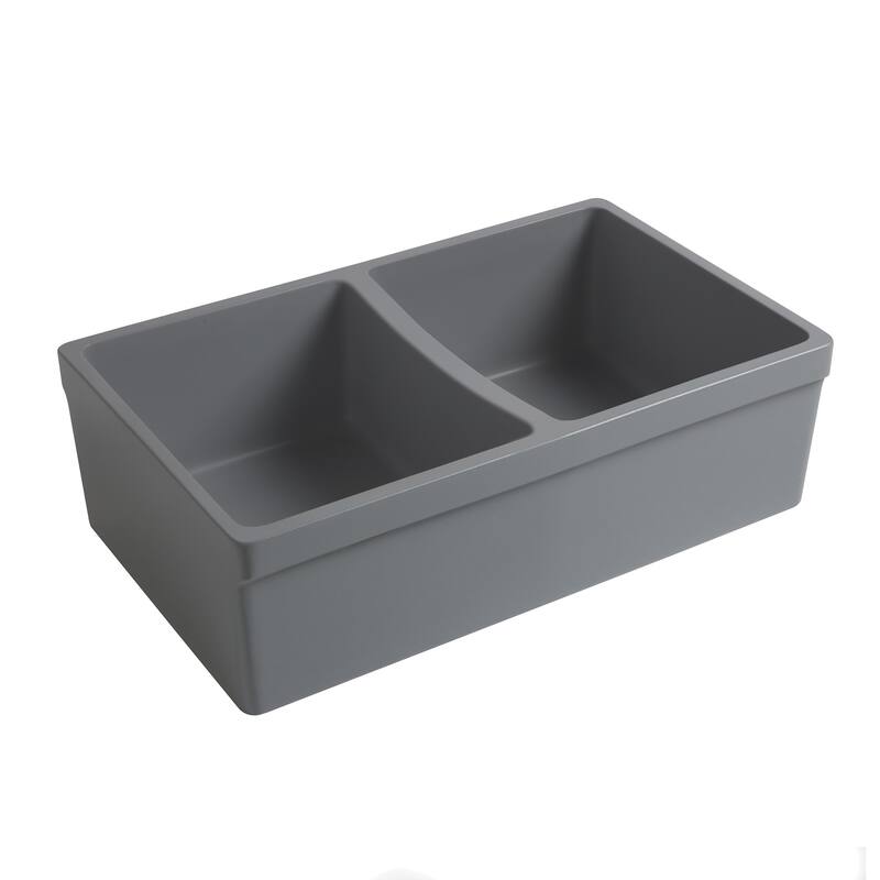 Whitehaus Quatro Alcove 33" Farmhouse Double Basin Fireclay Kitchen