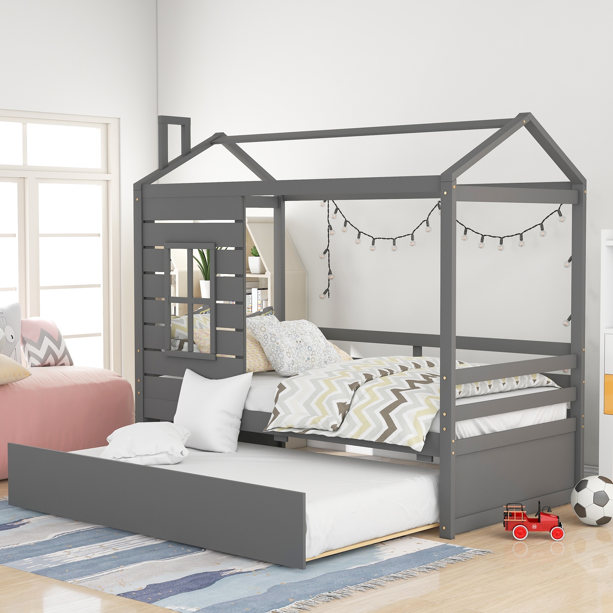 Twin canopy best sale bed with trundle