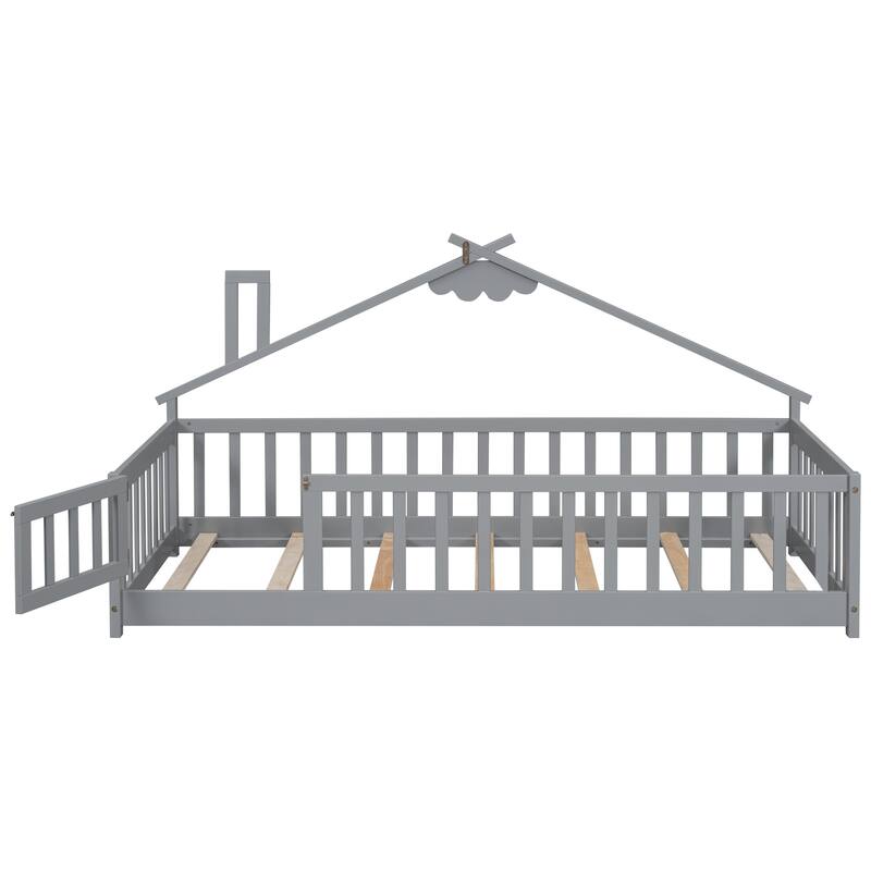 WM Twin House-Shaped Bedside Floor Bed