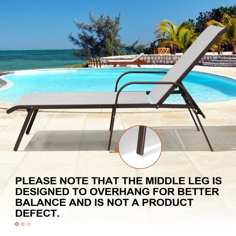 Set of 4 Lounge Chairs Outdoor Chaise Lounge with Arms and Adjustable Back