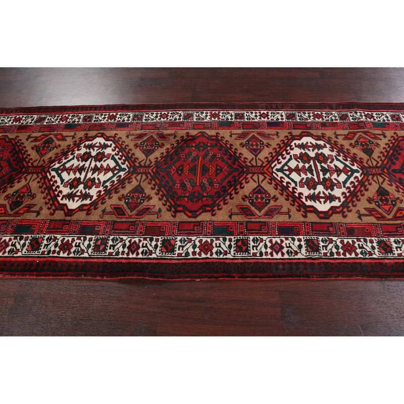 Vintage Vegetable Dye Ardebil Persian Wool Runner Rug Hand-knotted - 3'6" x 11'1"