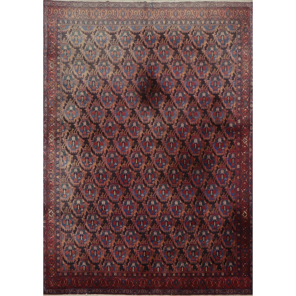 Hand Knotted Oriental 100% Wool Carpet Traditional All-Over Navy Blue & Blues Bidjar Area Rug - 13' 0'' X 10' 0''