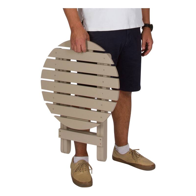 Remedy 19" Assembled Cedar Wood Round Collapsible Folding Table
