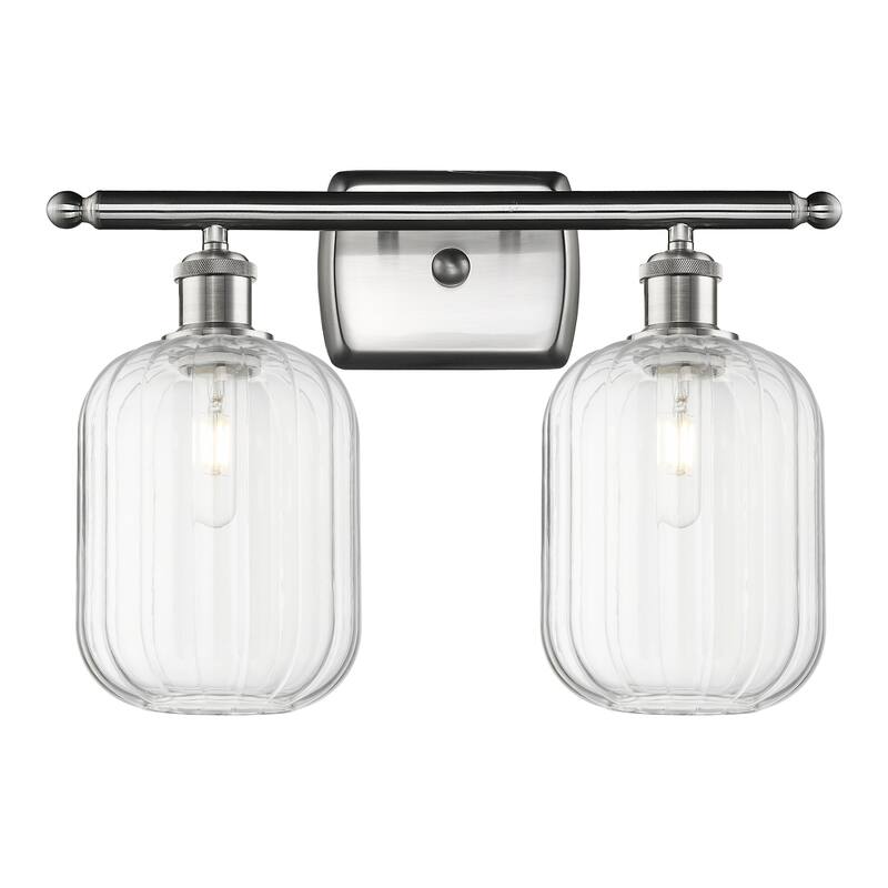 Innovations Lighting Endless Possibilities Ballston - Preston - 2 Light 17" Jar Shade Bath Vanity Light - Clear/Brushed Satin Nickel