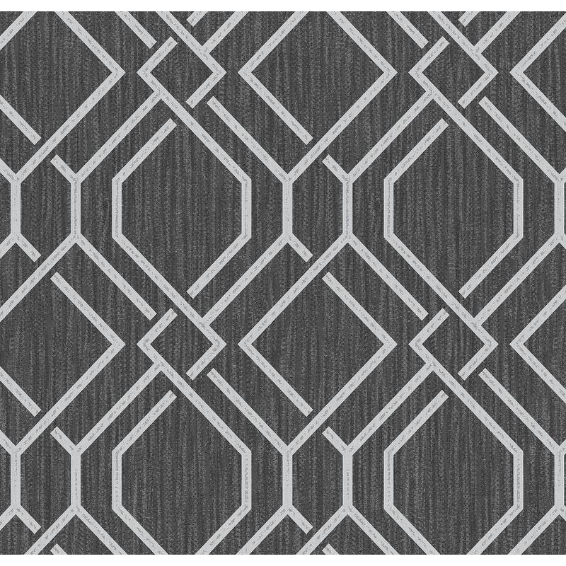 Advantage Frege Charcoal Trellis Wallpaper