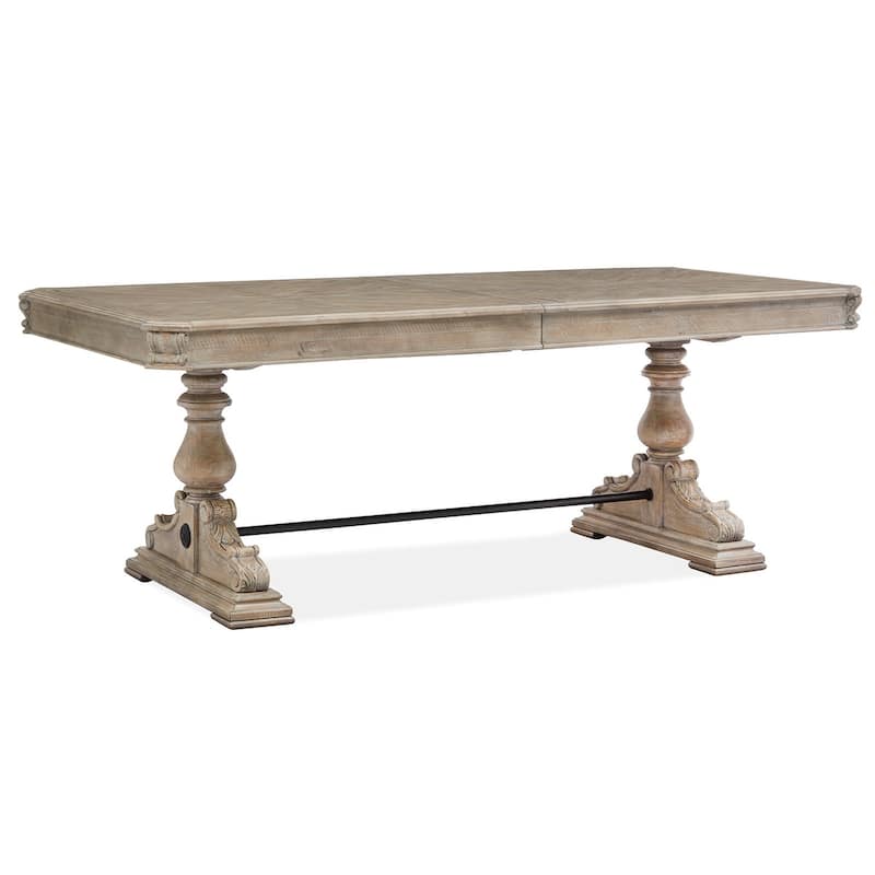 Magnussen Home Marisol Fawn Extendable Trestle Dining Table - 41''W x 81''D x 30.5''H - 41''W x 81''D x 30.5''H