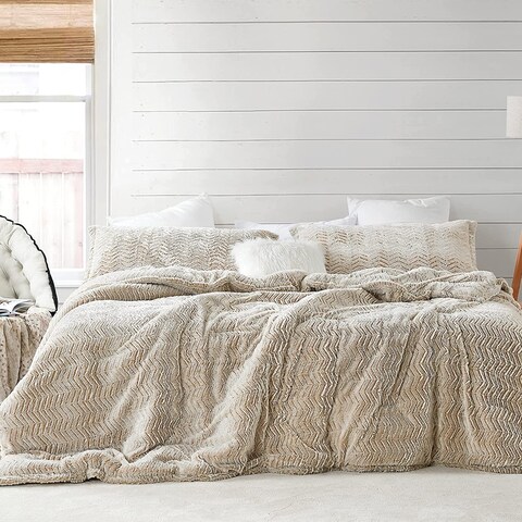 Peak of Cozy - Coma Inducer® Oversized Comforter Set - Chevron Frosted Taupe