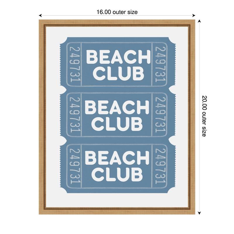 Beach Club Tickets by Jolly and Dash (16 x 20 in.), Framed Canvas Wall Art Print