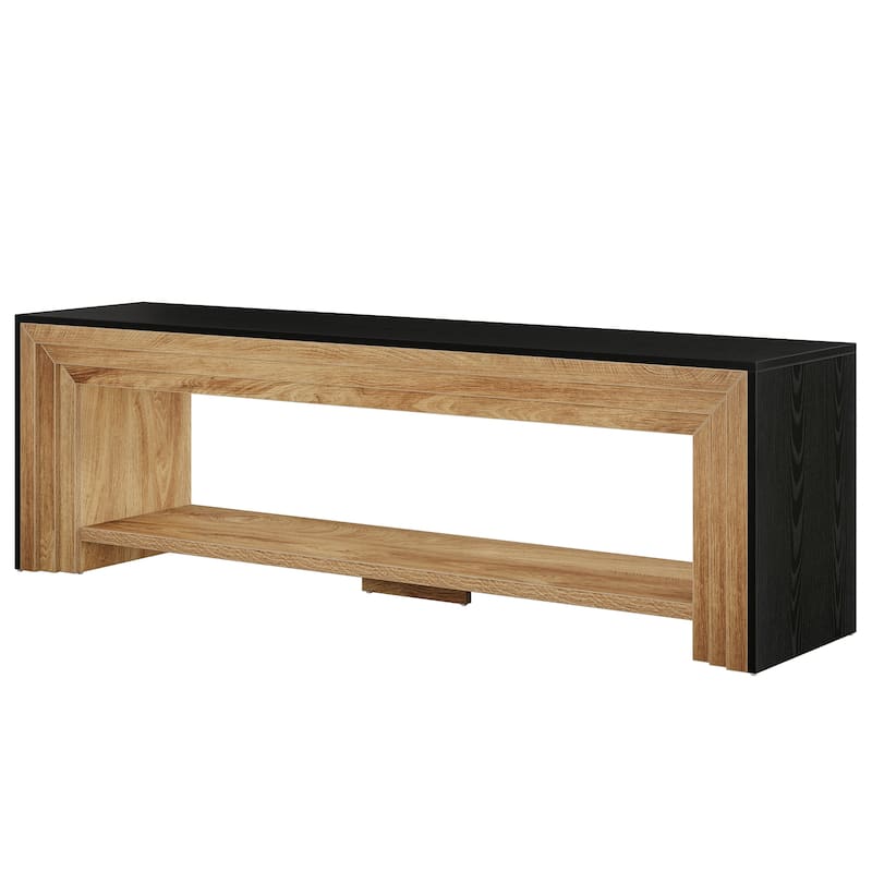 Long TV Stand for TVs, Wooden Entertainment Center with Storage Shelves, Low Media Console for Living Room, Bedroom