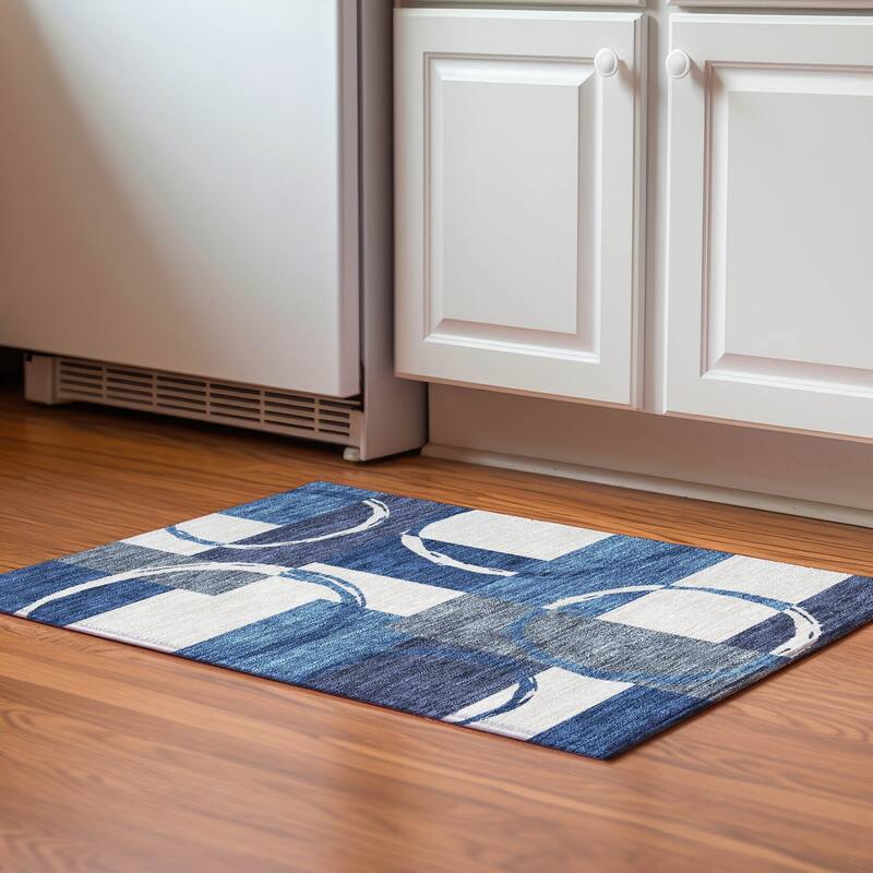 Premium Washable Super Soft Modern Casual Mayfield Rug - Blue - 1'8" x 2'6"