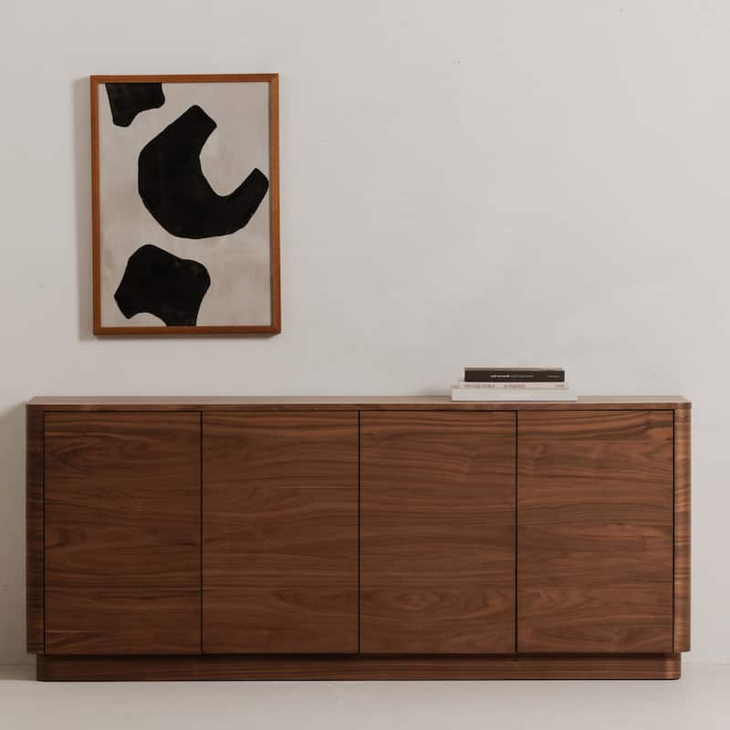 Title: NADAAL STUDIOS Odette Sideboard, Walnut Veneer with Rubber Wood Base, 3 Doors, 2 Drawers, Brown