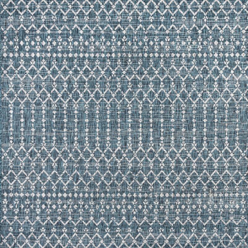 JONATHAN Y Trebol Moroccan Geometric Textured Weave Indoor/Outdoor Area Rug - 5'3" Square - Teal/Gray