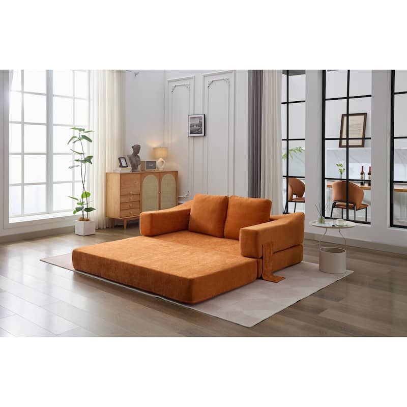 Modern Minimalist Sofa, Fold-Out Sofa Bed, Convertible Chair Floor Couch & Sleeping Mattress for Living room