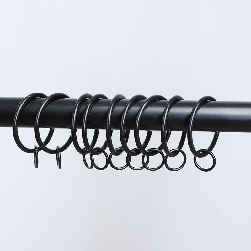 20pcs Metal Curtain Rings with Eyelet for 1.5" Shower Curtains Rod - Black - 1.1 Inch