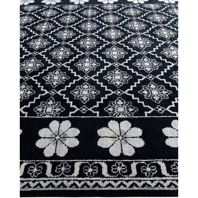 Modern One-of-a-Kind Handmade Area Rug - Black, 8' 3" x 9' 10" - 8' 3" x 9' 10"