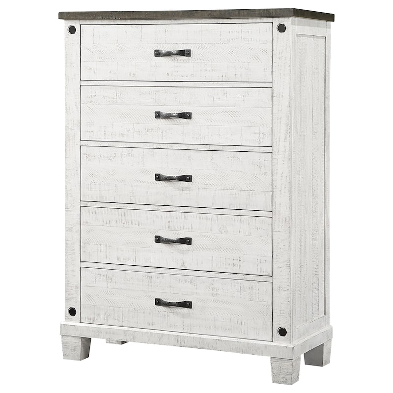 Lilith 5-drawer Bedroom Chest Distressed White