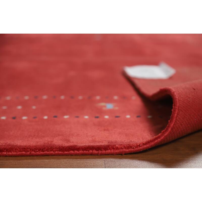 Tribal Gabbeh Indian Area Rug Handmade Red Modern Wool Carpet - 5'4" x 7'6"