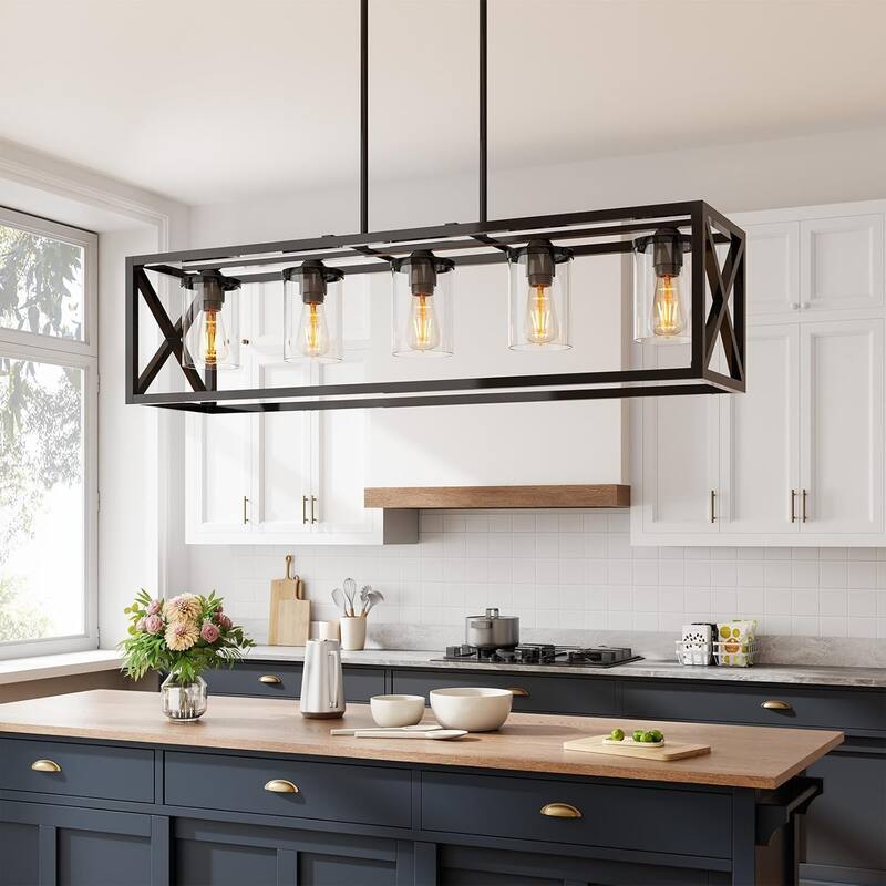Island Lights for Kitchen,5 Head Height Adjustable Farmhouse Right Fixtures