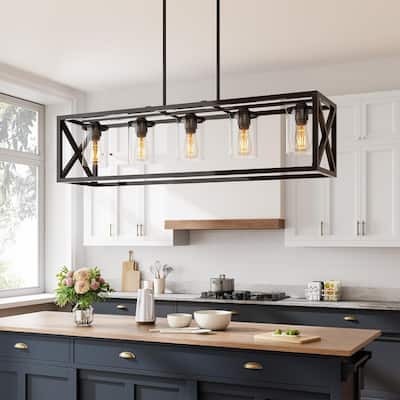 Island Lights for Kitchen,5 Head Height Adjustable Farmhouse Right Fixtures