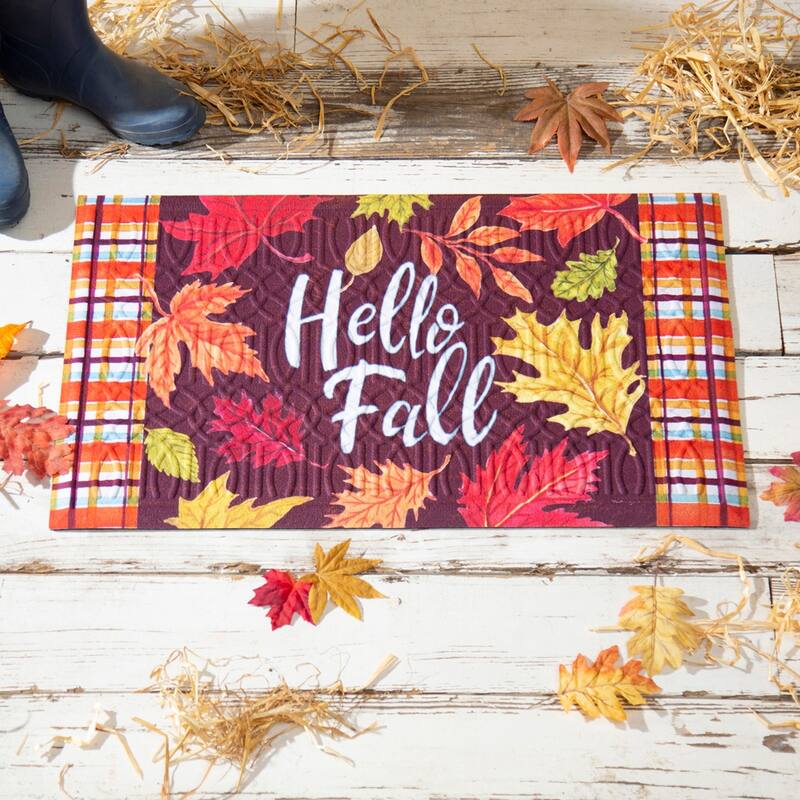 Plaid Hello Fall Embossed Floor Mat - Multi-Color