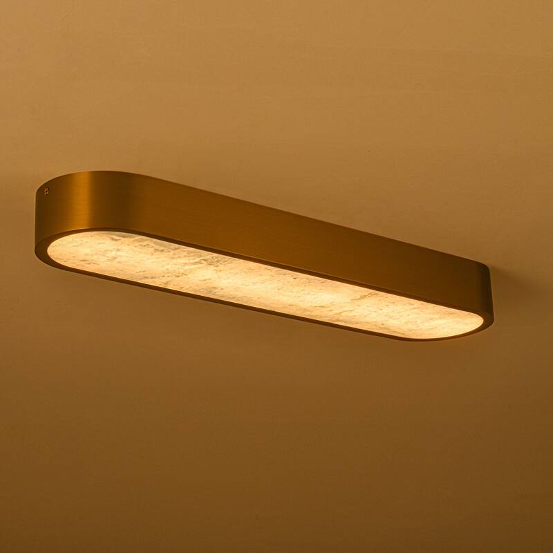 23.6" Dimmable Alabaster Marble LED Flush Mount Ceiling Light for Kitchen Bedroom