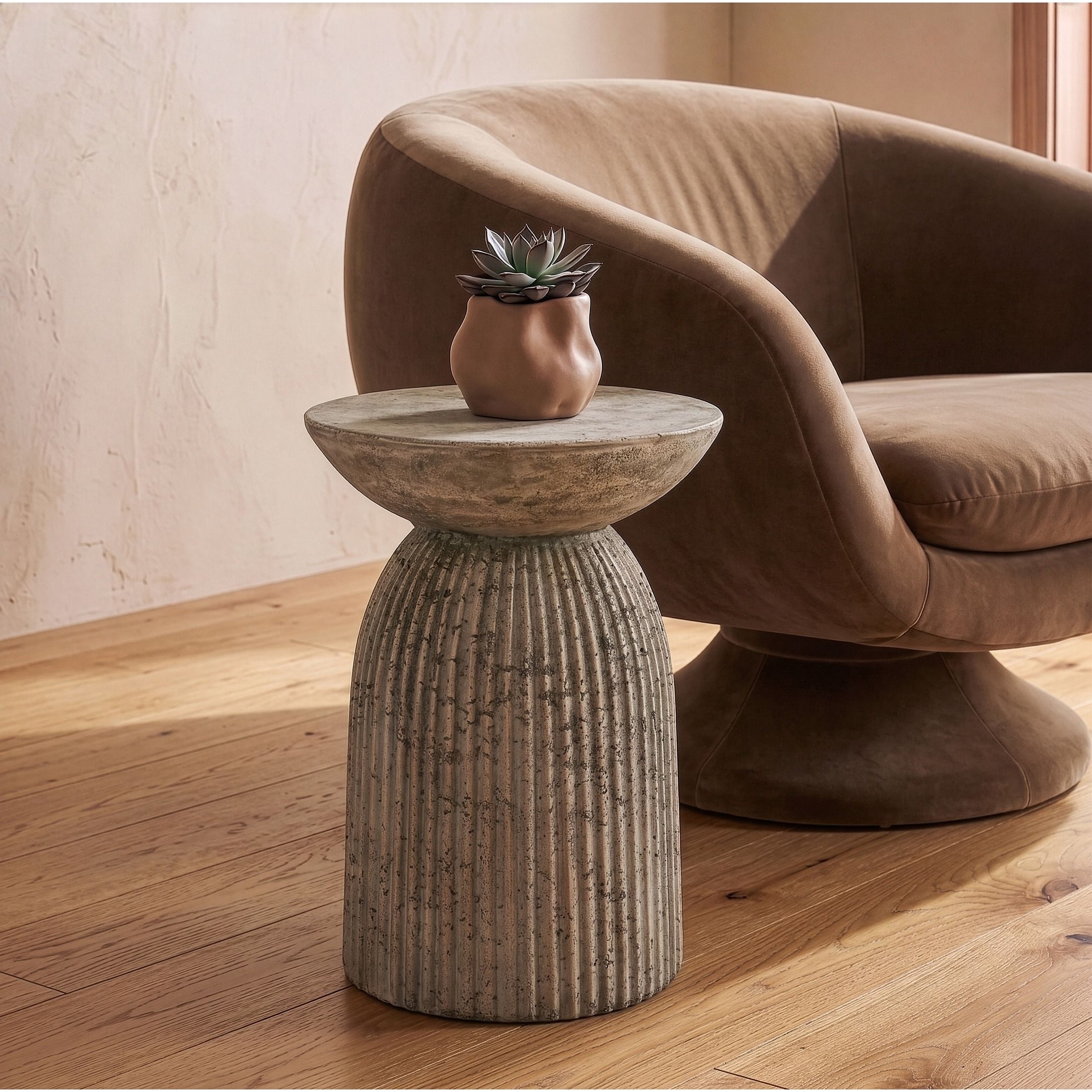 Katyal Modern Old Grey Fiberform End Table