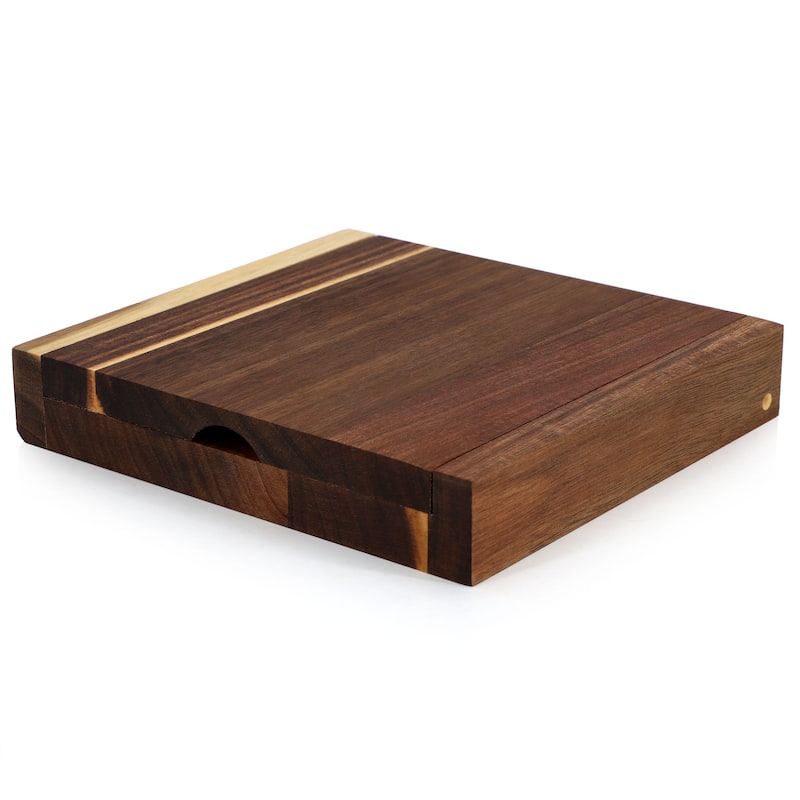 MegaChef Acacia Wood 5 Piece Square Cheese Board with Knife Set