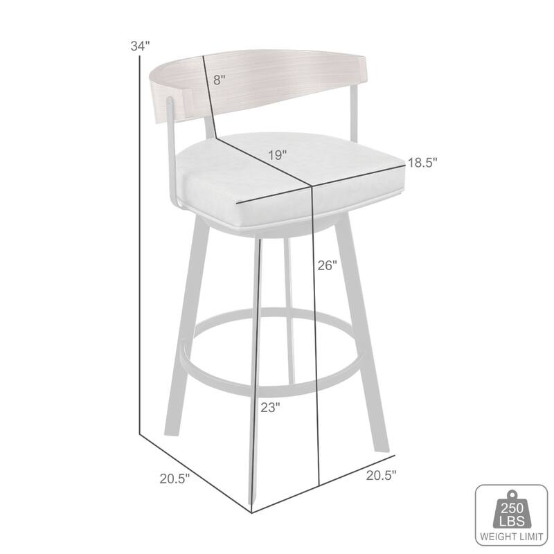 Lasie Swivel Counter Stool Chair, Walnut Brown, Gray Faux Leather