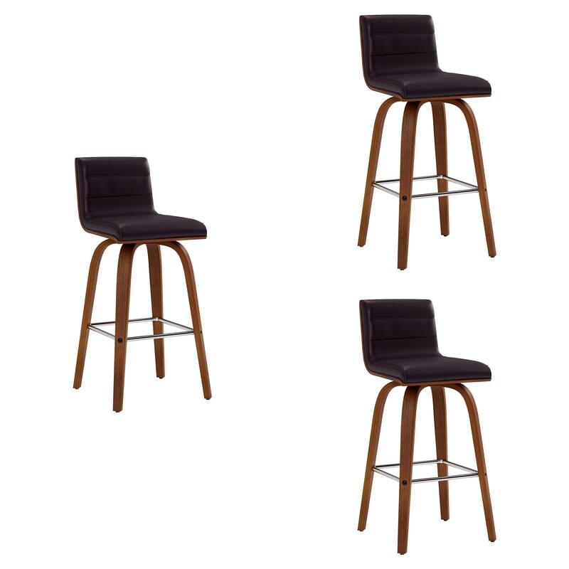 Skara Mid-Century Swivel Counter Stool, Upholstered Counter Height Chair with Bentwood Legs