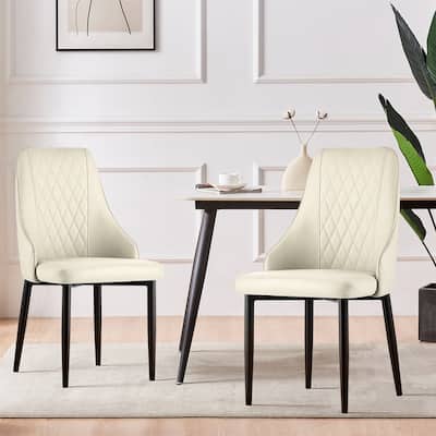 Faux Leather Upholstered Dining Chairs Set of 2 with High Back - 35.63"H x 17.72"W x 17.32"D