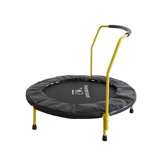 36'' Space Saving & UV-Resistant Kids Trampoline with Handle & Removable Legs - Black