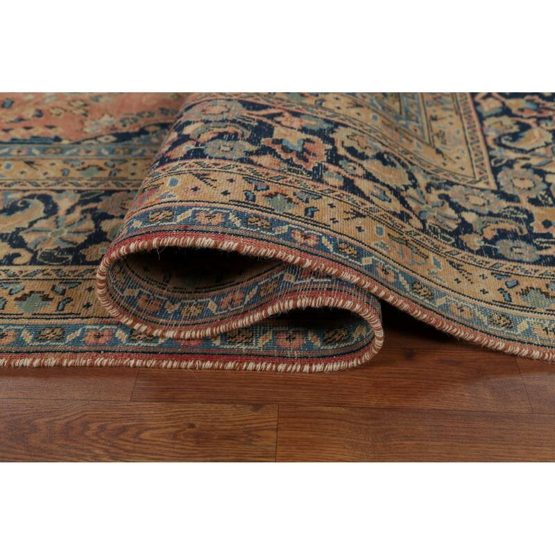 Traditional Mashad Persian Vintage Area Rug Hand-Knotted Wool Carpet - 9'5"x 12'5"
