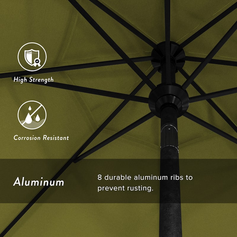 California Umbrella 75' Round Crank Lift Push Button Tilt Black Aluminum Patio Umbrella Sunbrella