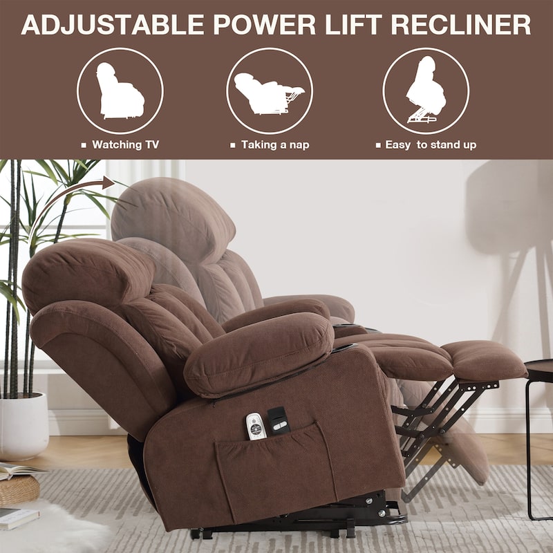 Electric Recliner Chair with Massage and Heat, USB Port, Cup Holders and Side Pockets, Adjustable Vibration Modes and Heating