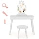 preview thumbnail 7 of 6, 2-in-1 Kids Makeup Vanity Princess Vanity Table & Chair Set w/Lights White