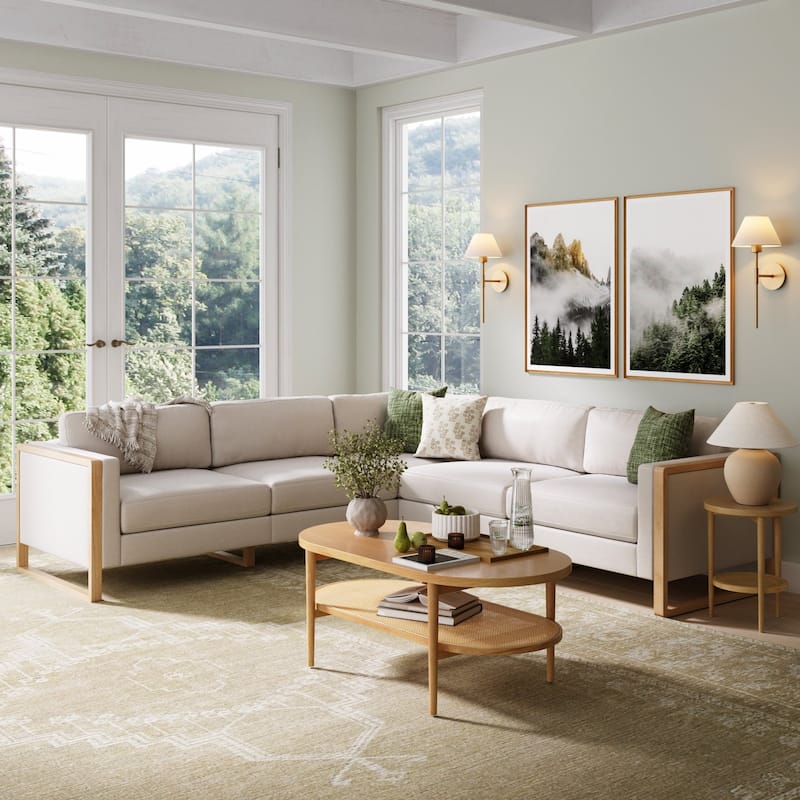 Madison Modern Upholstered Modular Sofa or Couch for Living Room with Solid Wood Legs
