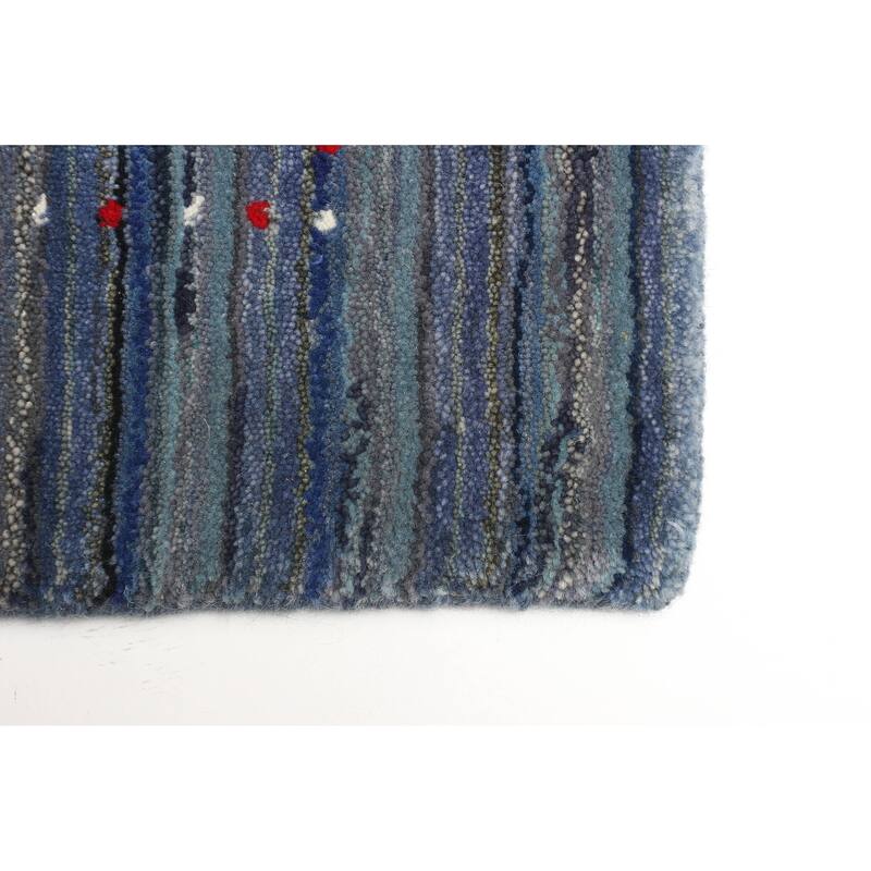 ECARPETGALLERY Hand Loomed Kashkuli Gabbeh Blue Wool Rug - 3'1 x 4'8