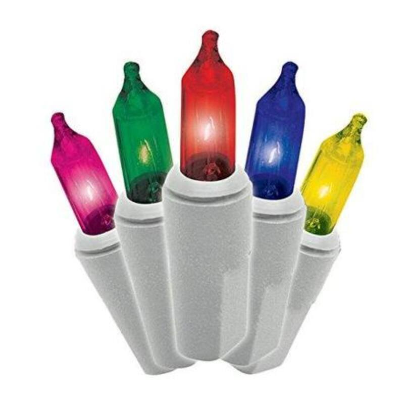 100-Count Multi Color Mini Christmas Light Set, 24.75 ft White Wire