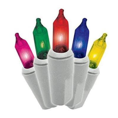 100-Count Multi Color Mini Christmas Light Set, 24.75 ft White Wire