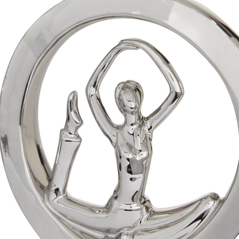 Silver Porcelain Contemporary Sculpture People (Set of 2) - S/2 10.5", 11.25"H