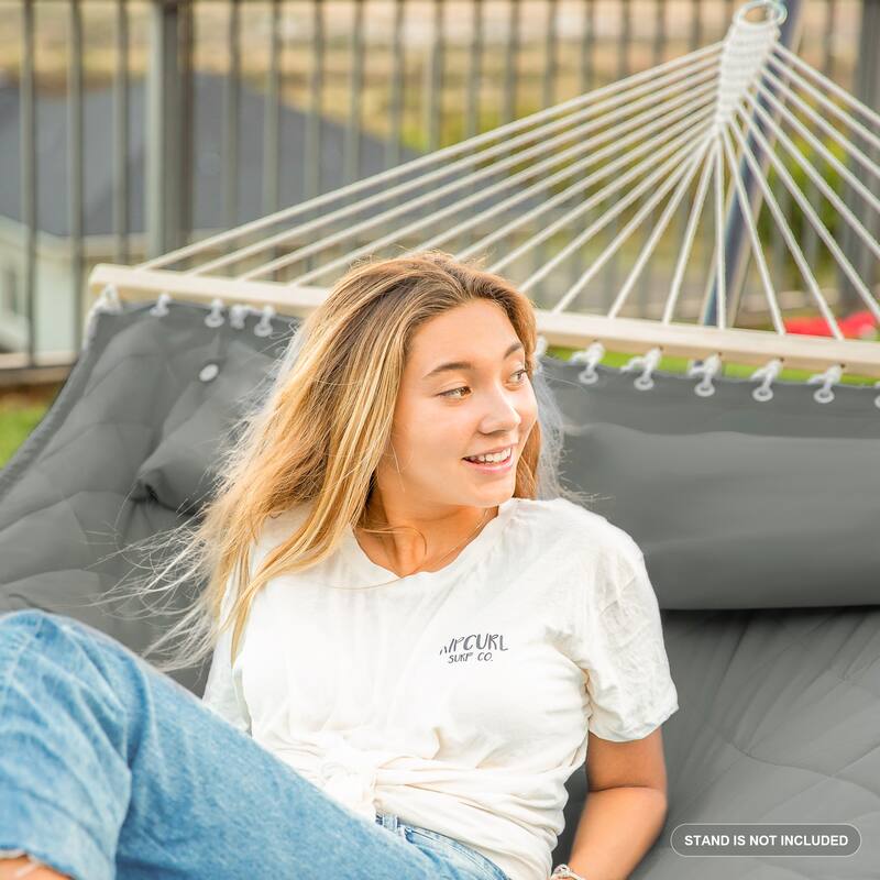 78'' Quilted 2 Person Hammock Beach Swing with Spreader Bars&Pillow - 55.1*122*1