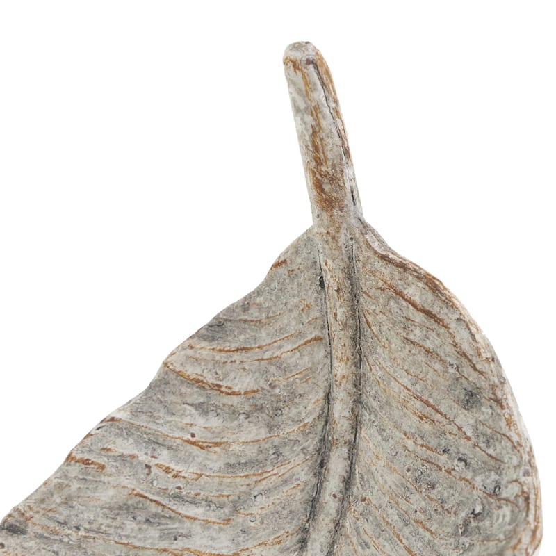 Resin Leaf Textured Decorative Bowl with Brown Details - Set of 2 Champagne - Roche River Decor