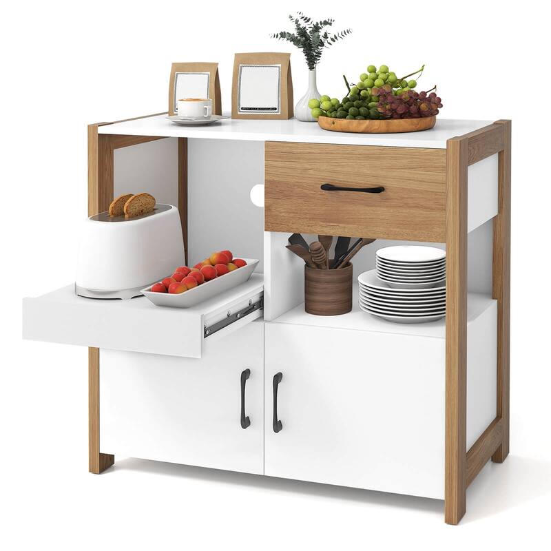 Costway Kitchen Storage Cabinet with Drawer, Pull-Out Shelf and 2 - See Details