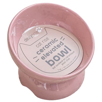 Dexypaws: Elevated Ceramic Bowl For Cats - Ash Blush - 7oz Capacity - Ash Blush