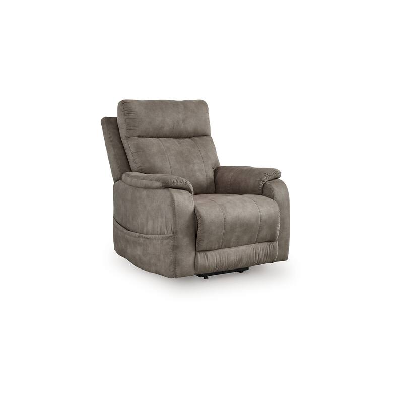 Mead Power Recliner Chair, Heat and Massage, 35 Inch Gray Faux Leather